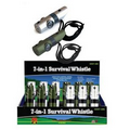 7-In-1 Silver Survival Whistle w/ LED Flashlight & Display Box